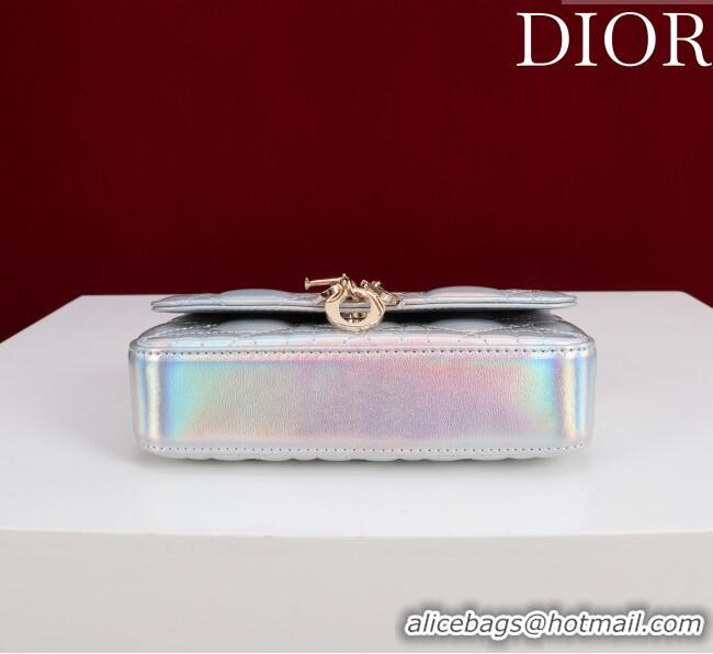 Original Cheap Dior My Dior - Dior Talk Phone Pouch in Cannage Iridescent Leather 9149 Silver 2025