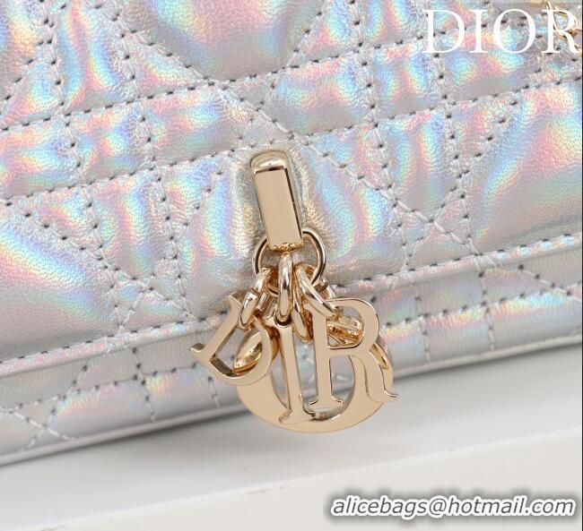 Original Cheap Dior My Dior - Dior Talk Phone Pouch in Cannage Iridescent Leather 9149 Silver 2025