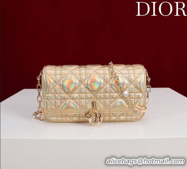 Market Sells Dior My Dior - Dior Talk Phone Pouch in Cannage Iridescent Leather 9149 Gold 2025