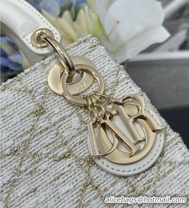 Grade Quality Dior Mini Lady Bag in Tweed 0929 White 2025