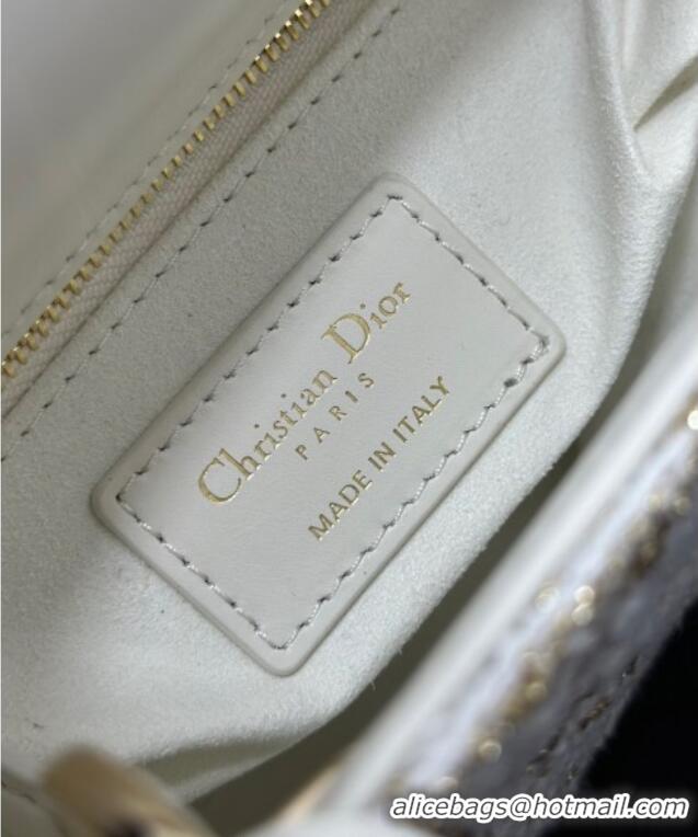 Grade Quality Dior Mini Lady Bag in Tweed 0929 White 2025