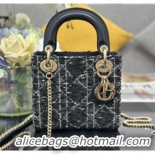 Buy Discount Dior Mini Lady Bag in Tweed 0929 Black 2025