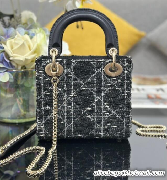 Buy Discount Dior Mini Lady Bag in Tweed 0929 Black 2025