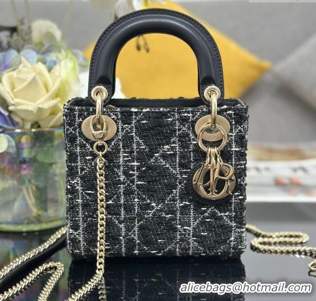 Buy Discount Dior Mini Lady Bag in Tweed 0929 Black 2025