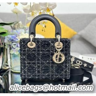 Best Price Dior Small Lady My ABCDior Bag in Tweed 0929 Black 2025