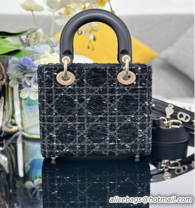 Best Price Dior Small Lady My ABCDior Bag in Tweed 0929 Black 2025