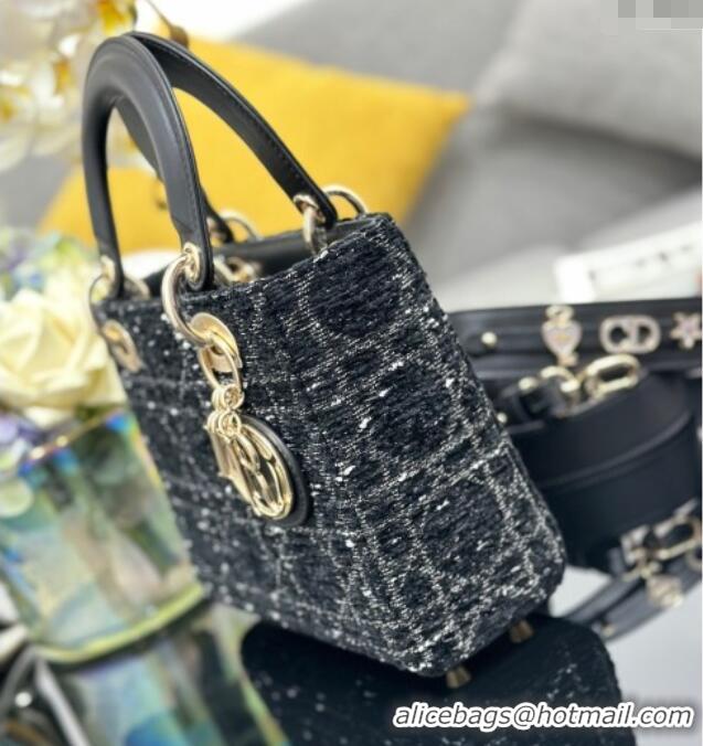 Best Price Dior Small Lady My ABCDior Bag in Tweed 0929 Black 2025