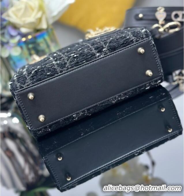 Best Price Dior Small Lady My ABCDior Bag in Tweed 0929 Black 2025