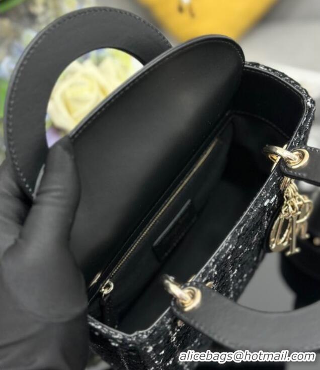 Best Price Dior Small Lady My ABCDior Bag in Tweed 0929 Black 2025
