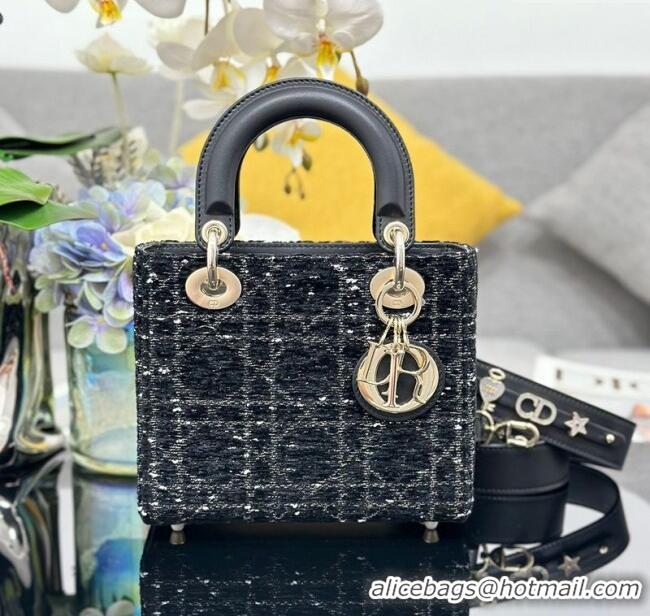 Best Price Dior Small Lady My ABCDior Bag in Tweed 0929 Black 2025