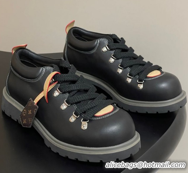 Luxury Cheap Louis Vuitton LV Remix Derby Lace-Ups Shoes 5cm in Plain Leather Black 2025 1AIJ63 0829060