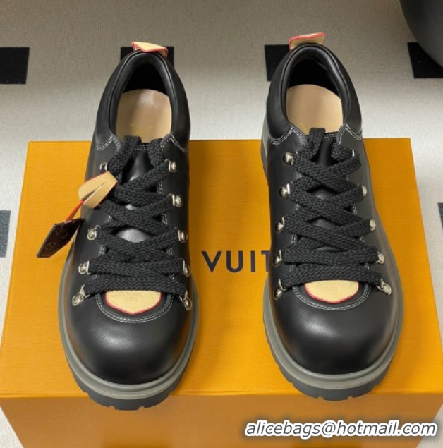 Luxury Cheap Louis Vuitton LV Remix Derby Lace-Ups Shoes 5cm in Plain Leather Black 2025 1AIJ63 0829060