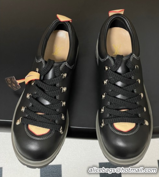 Luxury Cheap Louis Vuitton LV Remix Derby Lace-Ups Shoes 5cm in Plain Leather Black 2025 1AIJ63 0829060