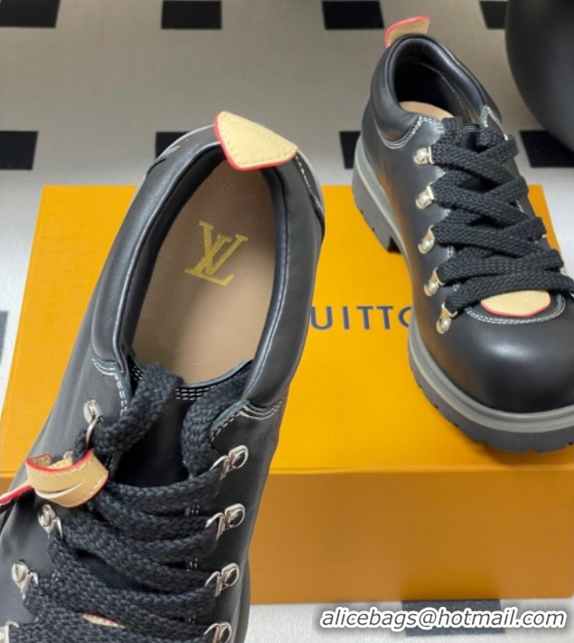 Luxury Cheap Louis Vuitton LV Remix Derby Lace-Ups Shoes 5cm in Plain Leather Black 2025 1AIJ63 0829060