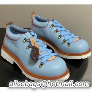 Top Grade Louis Vuitton LV Remix Derby Lace-Ups Shoes 5cm in Plain Leather Blue 2025 1AIJ63 0829061