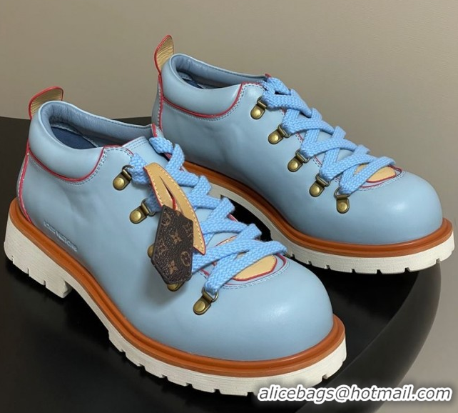 Top Grade Louis Vuitton LV Remix Derby Lace-Ups Shoes 5cm in Plain Leather Blue 2025 1AIJ63 0829061