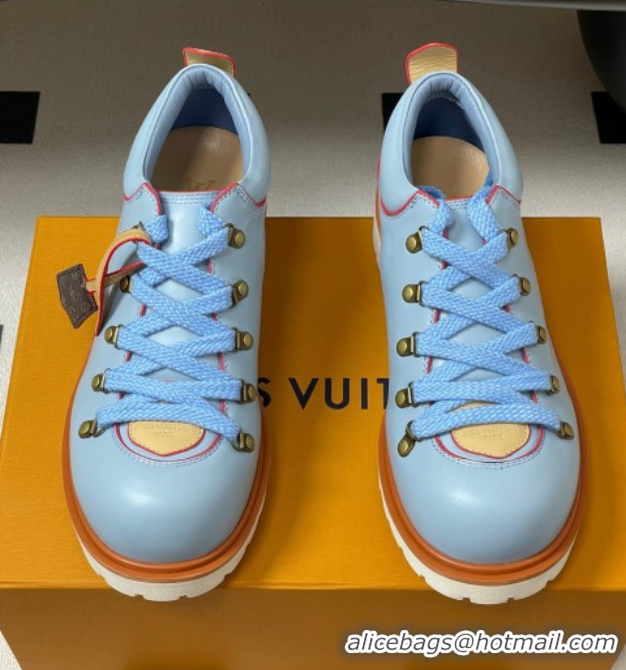 Top Grade Louis Vuitton LV Remix Derby Lace-Ups Shoes 5cm in Plain Leather Blue 2025 1AIJ63 0829061