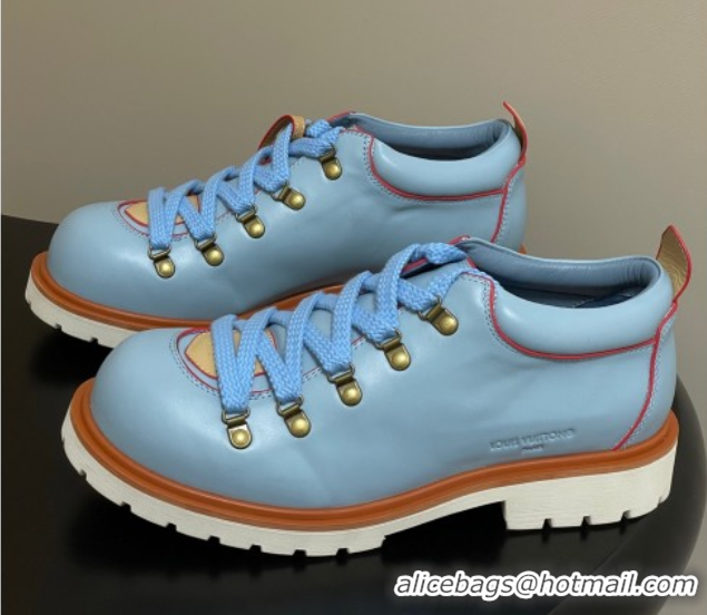 Top Grade Louis Vuitton LV Remix Derby Lace-Ups Shoes 5cm in Plain Leather Blue 2025 1AIJ63 0829061