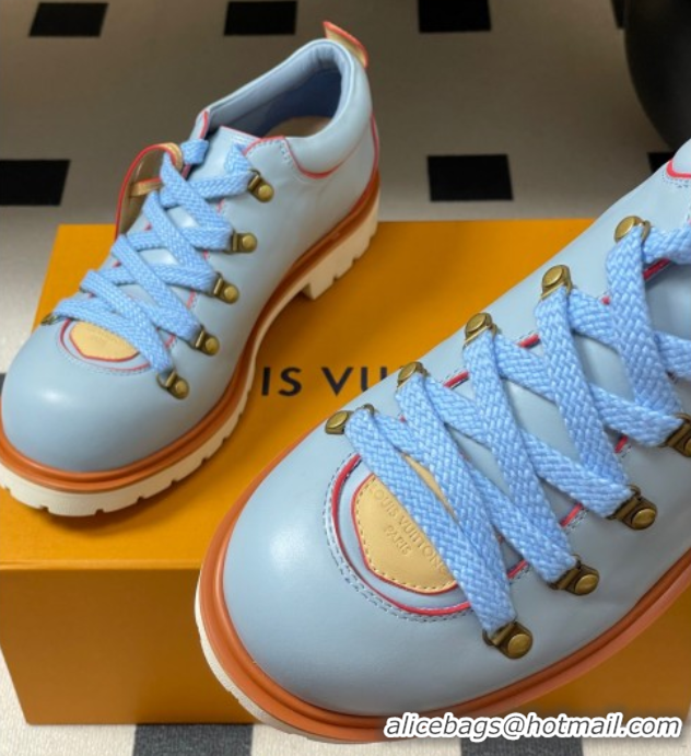 Top Grade Louis Vuitton LV Remix Derby Lace-Ups Shoes 5cm in Plain Leather Blue 2025 1AIJ63 0829061