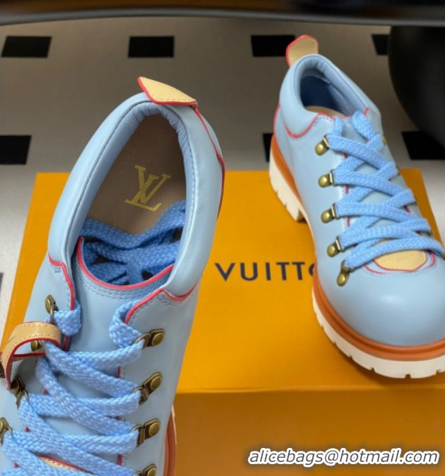 Top Grade Louis Vuitton LV Remix Derby Lace-Ups Shoes 5cm in Plain Leather Blue 2025 1AIJ63 0829061