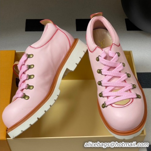 Unique Style Louis Vuitton LV Remix Derby Lace-Ups Shoes 5cm in Plain Leather Pink 2025 1AIJ63 0829062