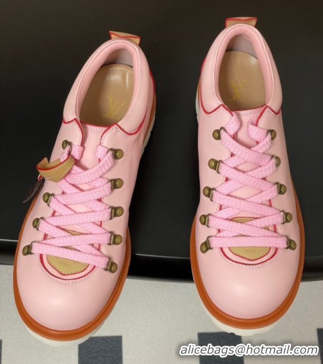 Unique Style Louis Vuitton LV Remix Derby Lace-Ups Shoes 5cm in Plain Leather Pink 2025 1AIJ63 0829062