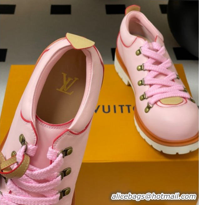 Unique Style Louis Vuitton LV Remix Derby Lace-Ups Shoes 5cm in Plain Leather Pink 2025 1AIJ63 0829062