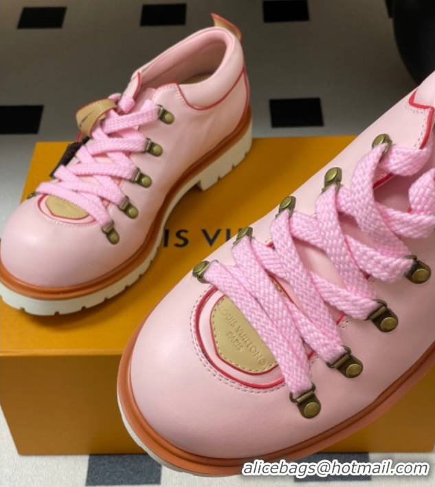 Unique Style Louis Vuitton LV Remix Derby Lace-Ups Shoes 5cm in Plain Leather Pink 2025 1AIJ63 0829062