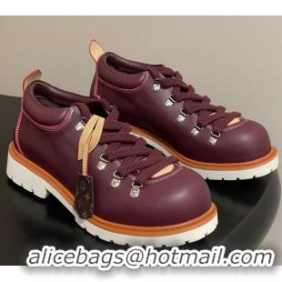 Hot Style Louis Vuitton LV Remix Derby Lace-Ups Shoes 5cm in Plain Leather Burgundy 1AIJ63 0829065