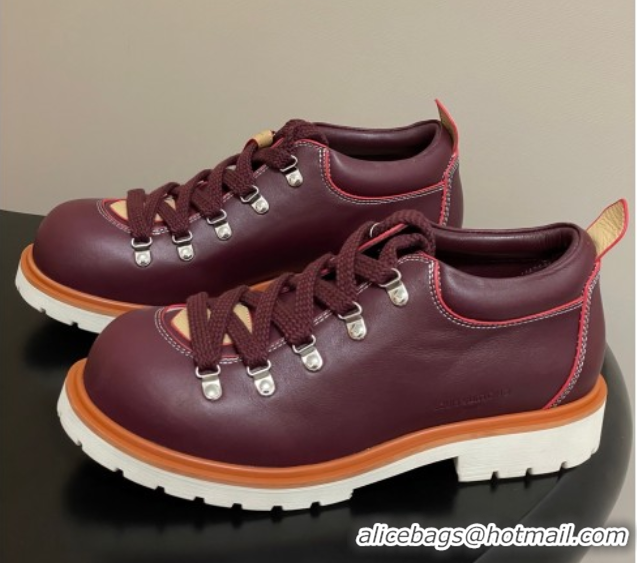 Hot Style Louis Vuitton LV Remix Derby Lace-Ups Shoes 5cm in Plain Leather Burgundy 1AIJ63 0829065