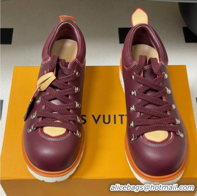 Hot Style Louis Vuitton LV Remix Derby Lace-Ups Shoes 5cm in Plain Leather Burgundy 1AIJ63 0829065