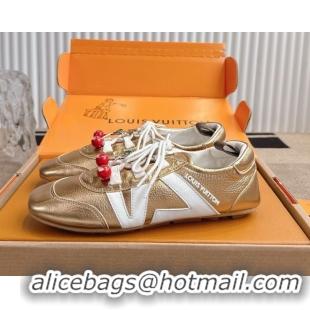 Best Product Louis Vuitton LV Sneakerina in Grained Leather Gold 2025 1AHOJD 0829066