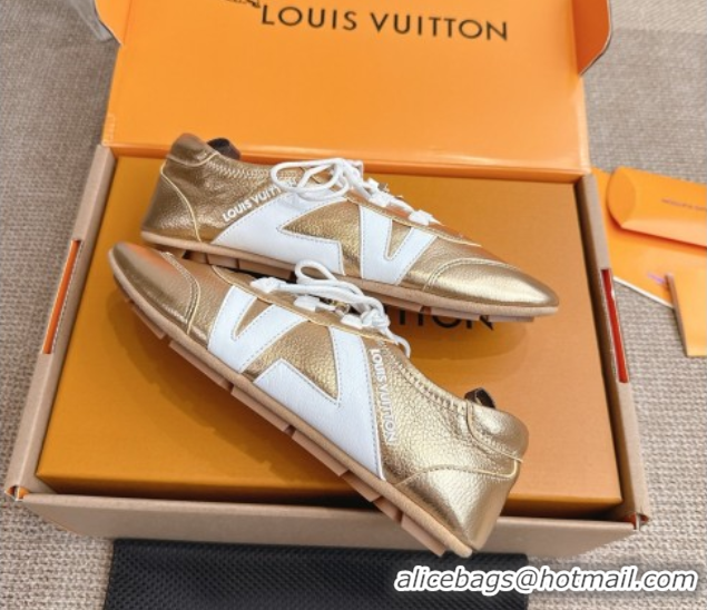 Best Product Louis Vuitton LV Sneakerina in Grained Leather Gold 2025 1AHOJD 0829066