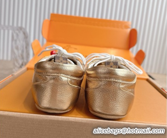 Best Product Louis Vuitton LV Sneakerina in Grained Leather Gold 2025 1AHOJD 0829066