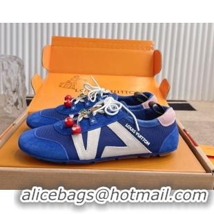 Durable Louis Vuitton LV Sneakerina in Suede and Knit Blue 0829069