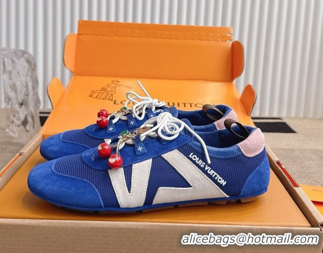 Durable Louis Vuitton LV Sneakerina in Suede and Knit Blue 0829069