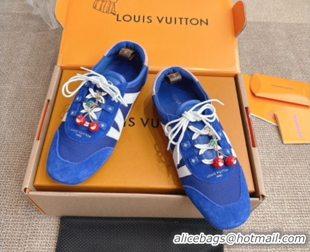 Durable Louis Vuitton LV Sneakerina in Suede and Knit Blue 0829069