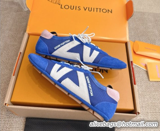 Durable Louis Vuitton LV Sneakerina in Suede and Knit Blue 0829069