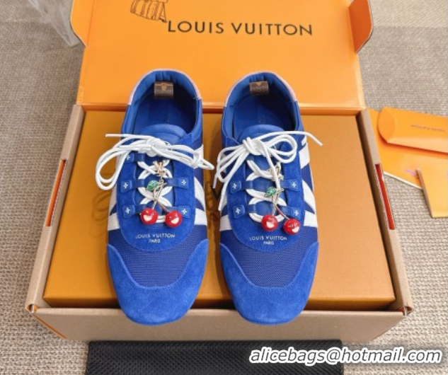 Durable Louis Vuitton LV Sneakerina in Suede and Knit Blue 0829069