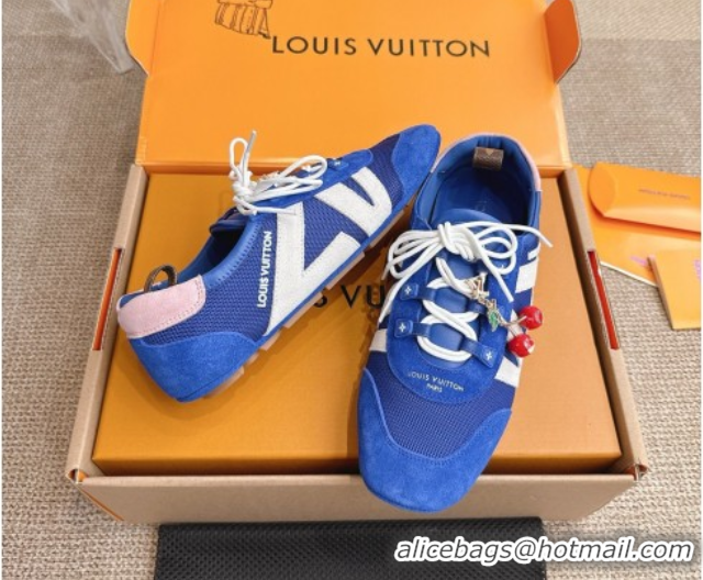 Durable Louis Vuitton LV Sneakerina in Suede and Knit Blue 0829069