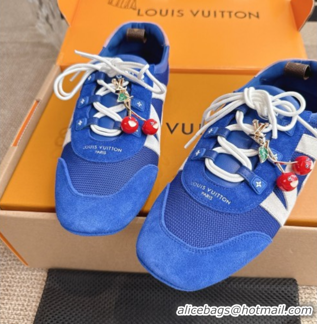 Durable Louis Vuitton LV Sneakerina in Suede and Knit Blue 0829069