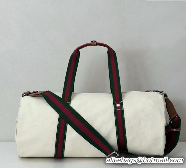 Luxury Discount Gucci Mens Large printed canvas duffle bag 816866 White 2025
