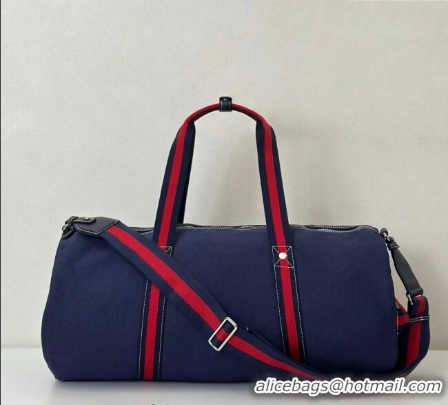 Good Quality Gucci Mens Large printed canvas duffle bag 816866 Dark Blue 2025