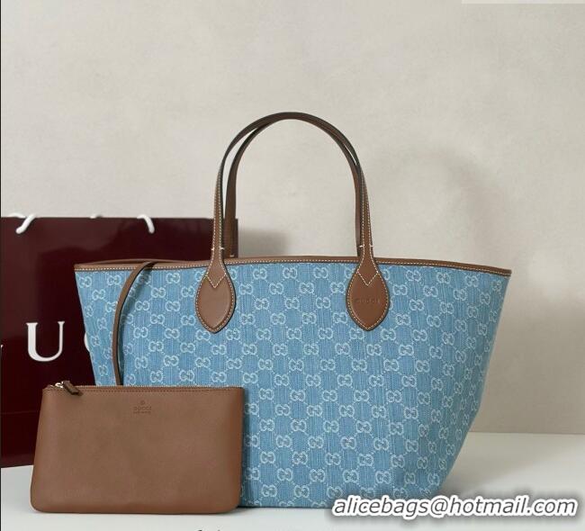Promotional Gucci Totissima Large Tote Bag in GG Denim 837190 Light Blue 2025