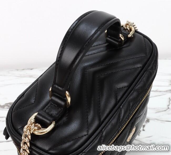 Buy Discount Gucci GG Marmont Mini Vanity Bag in Chevron Leather 837454 Black 2025