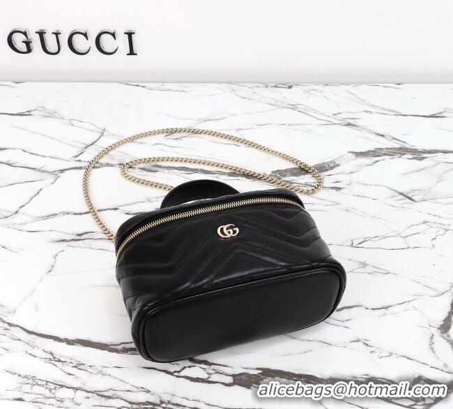 Buy Discount Gucci GG Marmont Mini Vanity Bag in Chevron Leather 837454 Black 2025