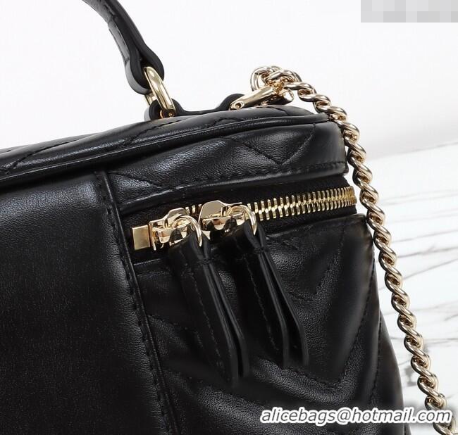 Buy Discount Gucci GG Marmont Mini Vanity Bag in Chevron Leather 837454 Black 2025