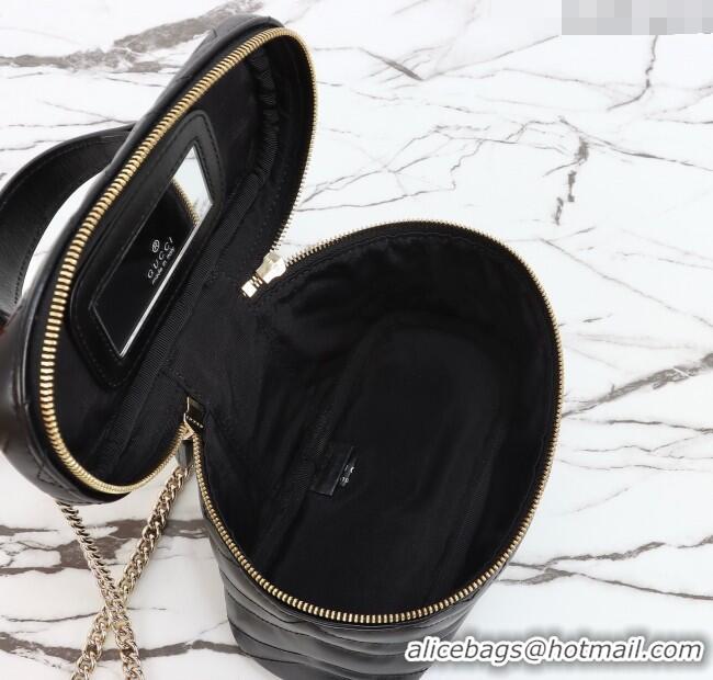 Buy Discount Gucci GG Marmont Mini Vanity Bag in Chevron Leather 837454 Black 2025
