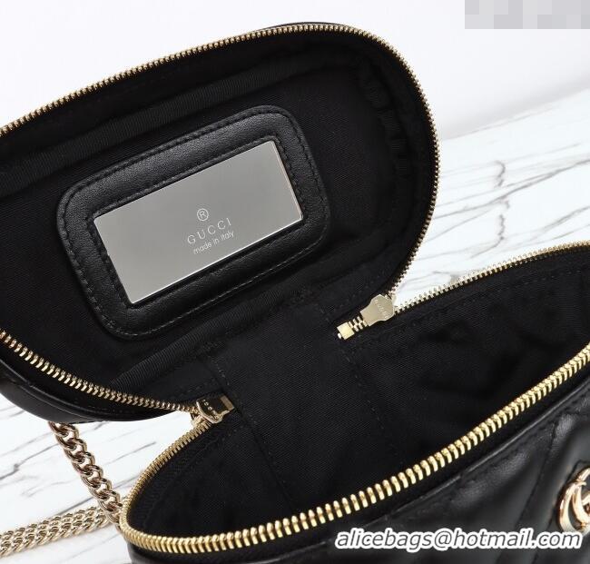 Buy Discount Gucci GG Marmont Mini Vanity Bag in Chevron Leather 837454 Black 2025