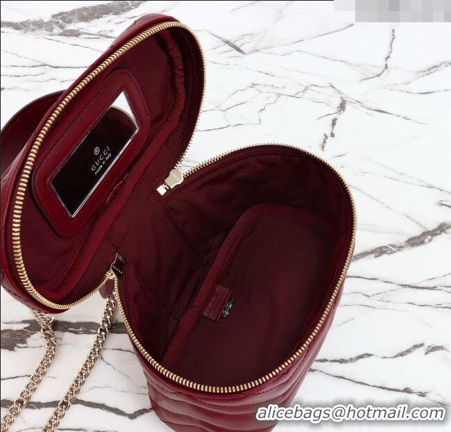 Grade Quality Gucci GG Marmont Mini Vanity Bag in Chevron Leather 837454 Red 2025